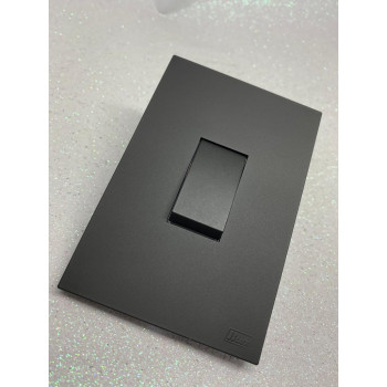 Conjunto Interruptor Simples Vertical 4x2 - RECTA PRETO BLACK SATIN FOSCO